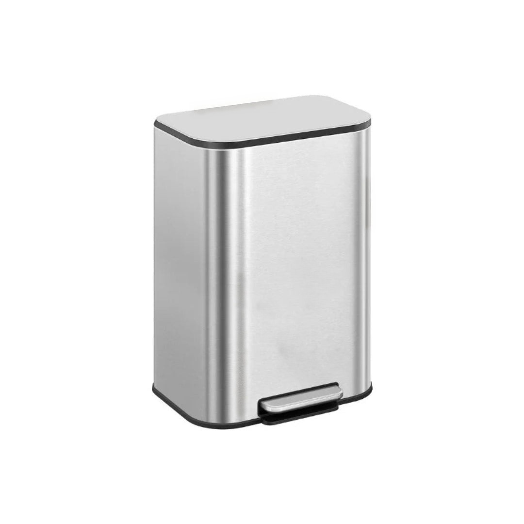 13-Gallon Stainless Steel Trash Can with Lid and Inner Bucket