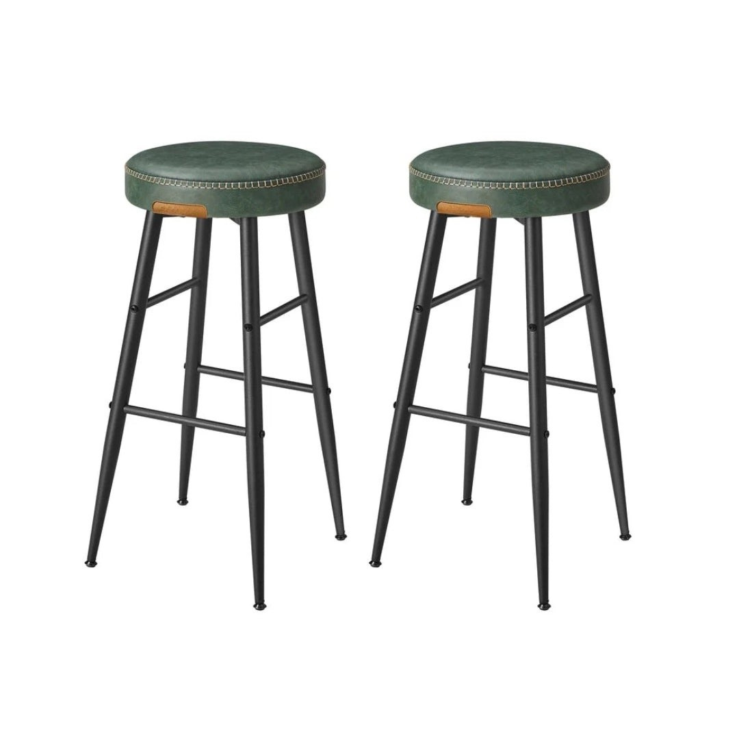 Counter Height Bar Stools Set of 2 with Upholstered Seats and Swivel Feet