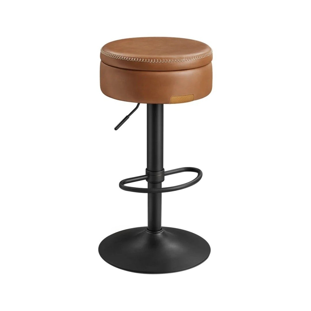 360° Swivel Bar Stool with Adjustable Height and Storage Compartment