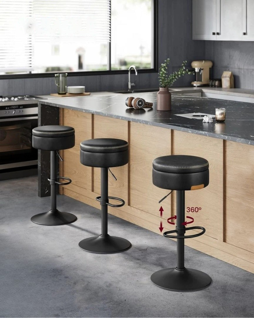 360° Swivel Bar Stool with Adjustable Height and Storage Compartment