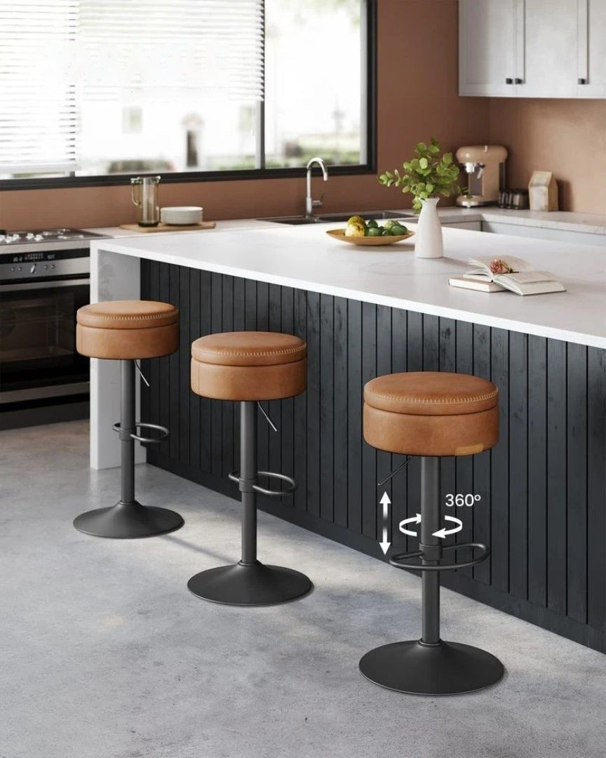 360° Swivel Bar Stool with Adjustable Height and Storage Compartment