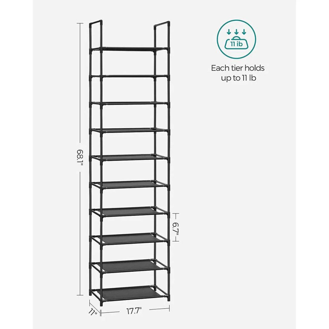10 Tier Shoe Rack With Metal Frame – product view 9 | Ridgefield Furniture