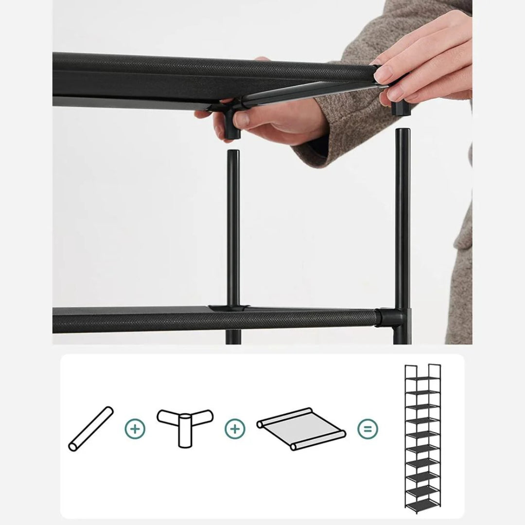 10 Tier Shoe Rack With Metal Frame – product view 17 | Ridgefield Furniture