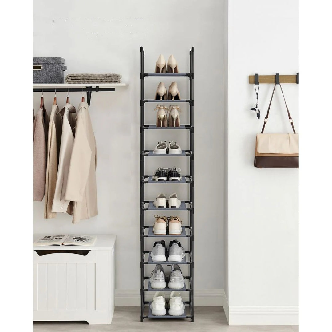 10 Tier Shoe Rack With Metal Frame – product view 22 | Ridgefield Furniture