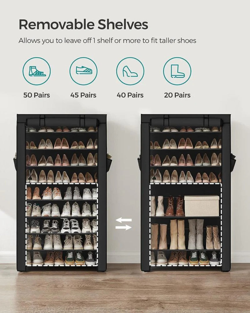 9 Tier Shoe Rack With Cover – product view 7 | Ridgefield Furniture