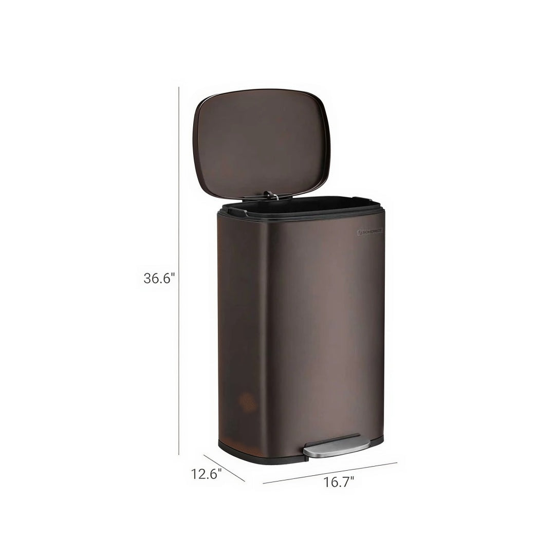 13-Gallon Stainless Steel Step Trash Can with Soft-Close Lid – product view 23 | Ridgefield Furniture