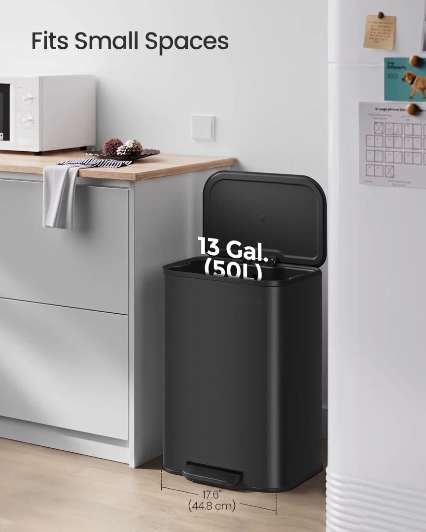 13-Gallon Stainless Steel Trash Can with Lid and Inner Bucket – product view 5 | Ridgefield Furniture