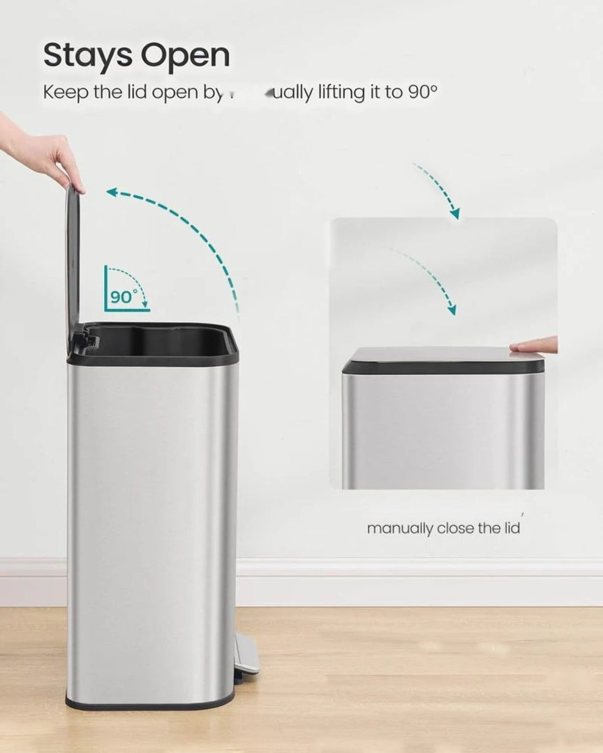 13-Gallon Stainless Steel Trash Can with Lid and Inner Bucket – product view 12 | Ridgefield Furniture