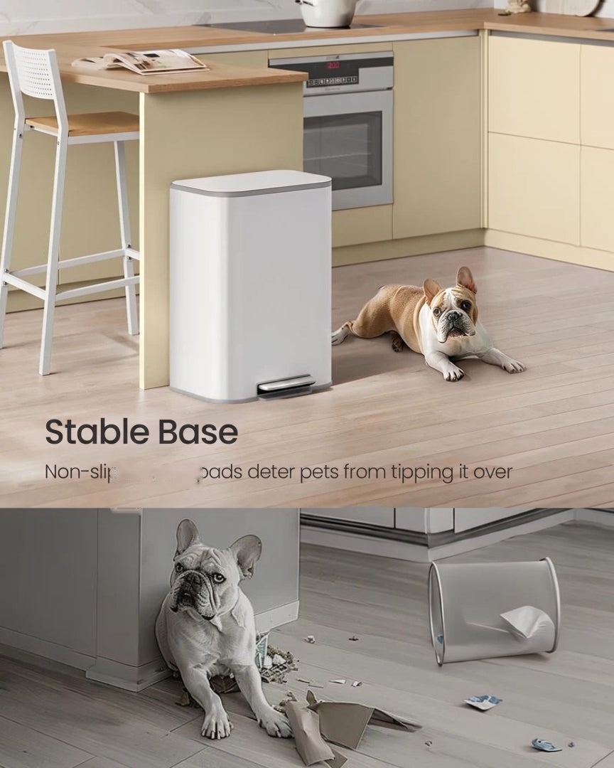 13-Gallon Stainless Steel Trash Can with Lid and Inner Bucket – product view 16 | Ridgefield Furniture