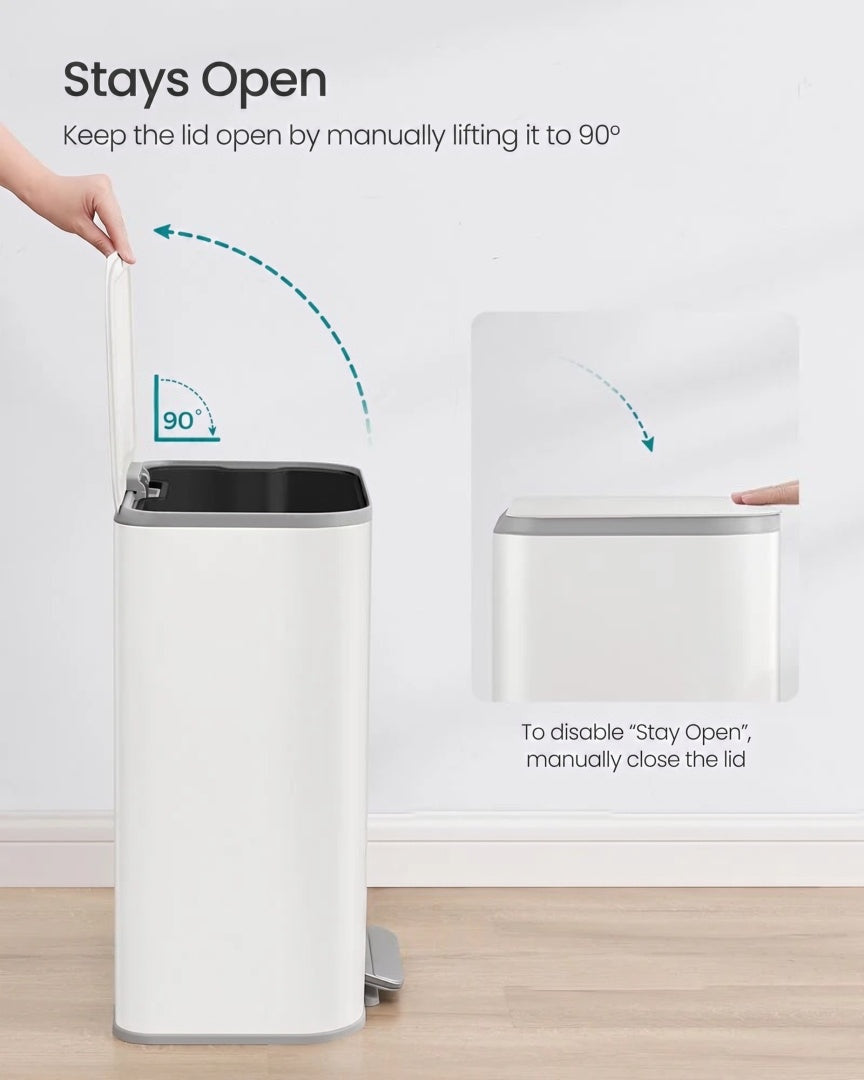 13-Gallon Stainless Steel Trash Can with Lid and Inner Bucket – product view 17 | Ridgefield Furniture