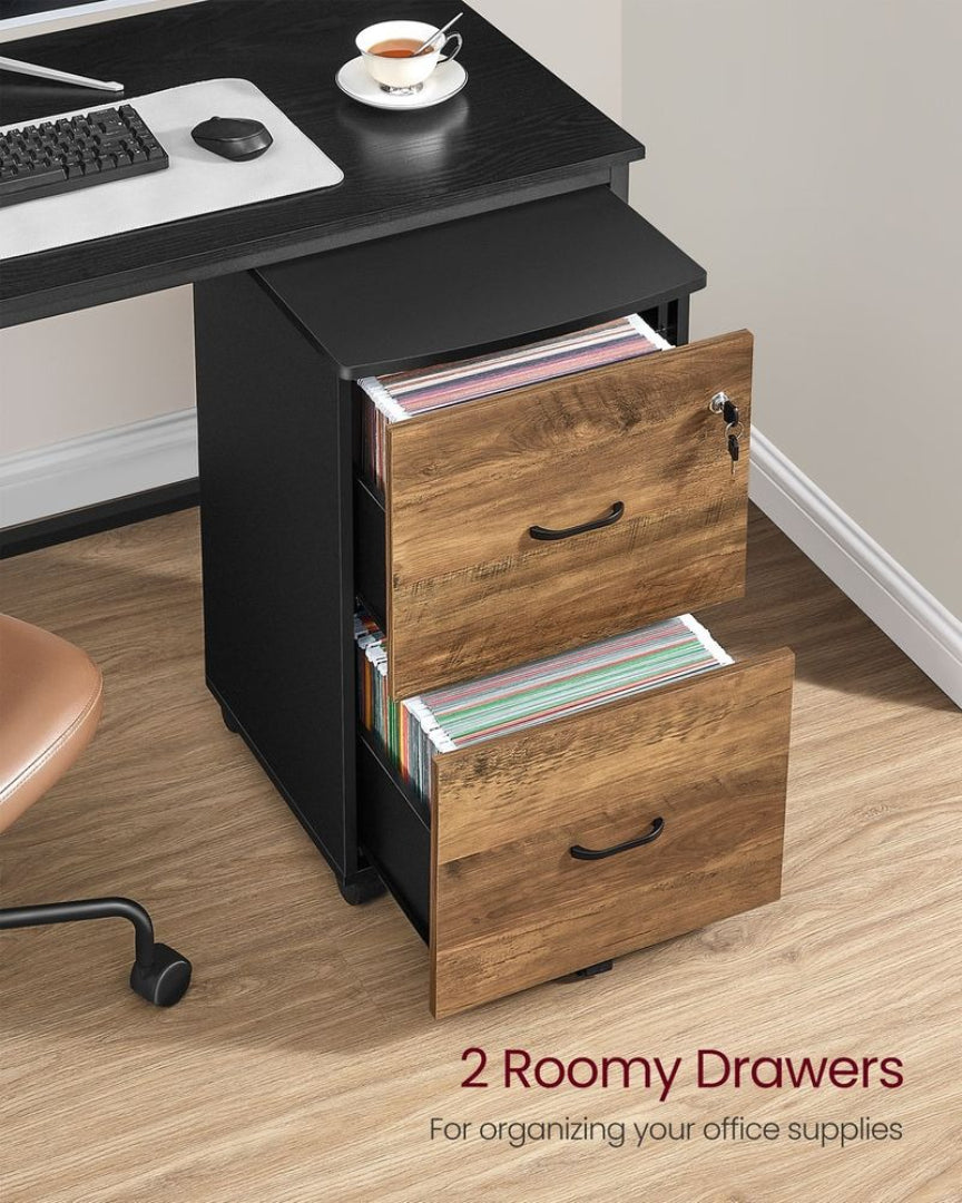 2 Drawer Rolling File Cabinet With Lock & Wheels – product view 2 | Ridgefield Furniture