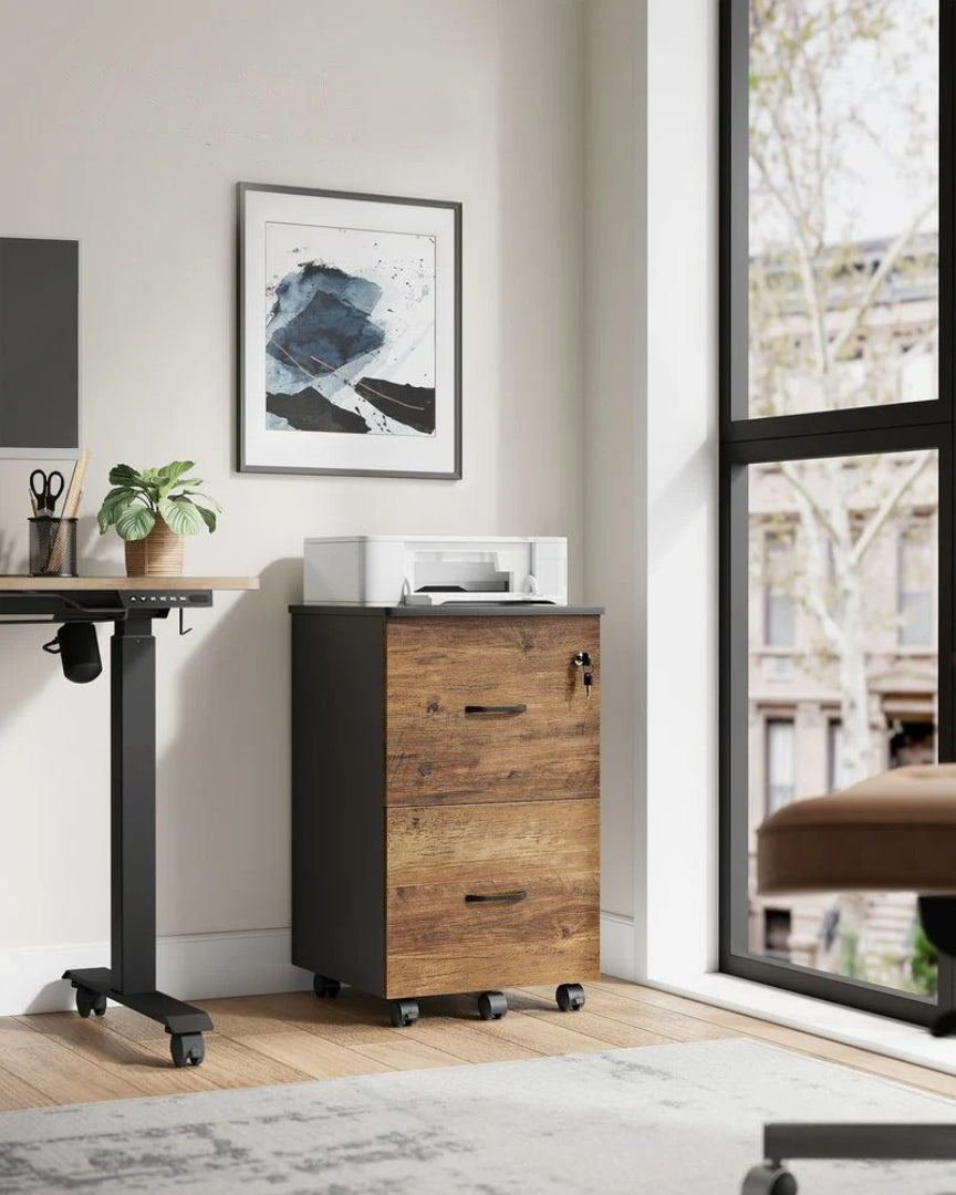 2 Drawer Rolling File Cabinet With Lock & Wheels – product view 3 | Ridgefield Furniture