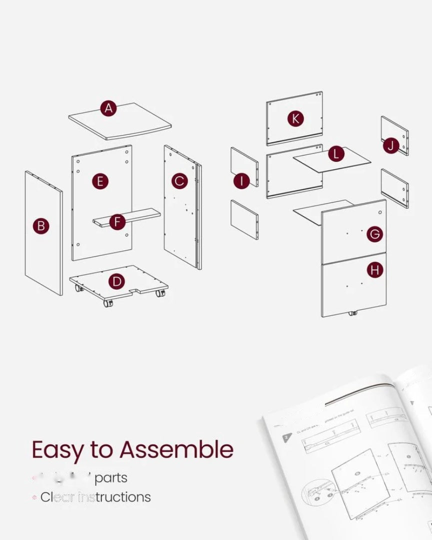 2 Drawer Rolling File Cabinet With Lock & Wheels – product view 7 | Ridgefield Furniture