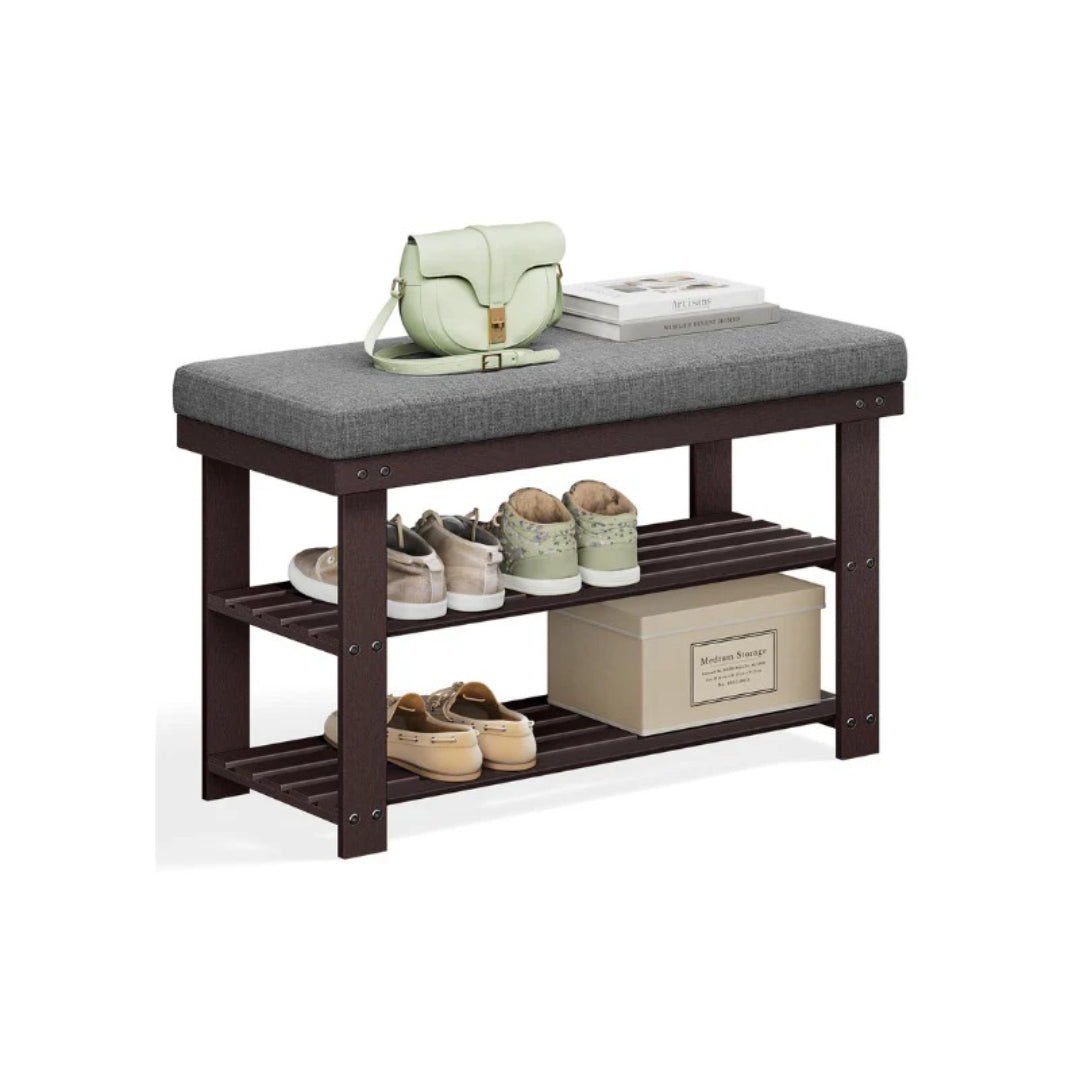 Shoe Organizer Bench With Cushion & 2 Shelves – product view 1 | Ridgefield Furniture