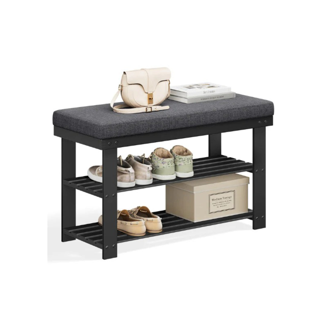 Shoe Organizer Bench With Cushion & 2 Shelves – product view 2 | Ridgefield Furniture