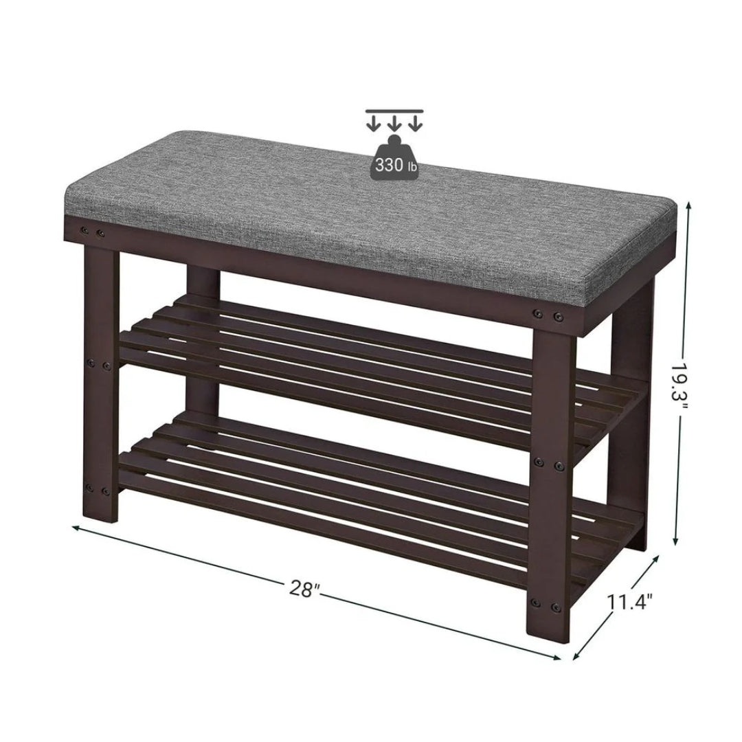 Shoe Organizer Bench With Cushion & 2 Shelves – product view 9 | Ridgefield Furniture