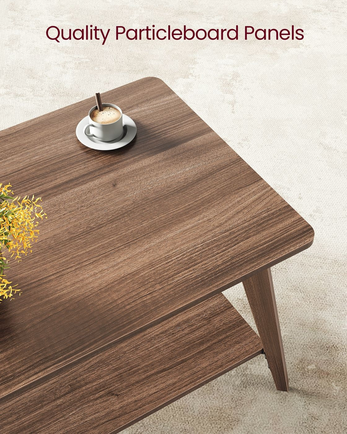 2 Tier Coffee Table With Storage Shelf And Rounded Corners, Living Room - product photo 12