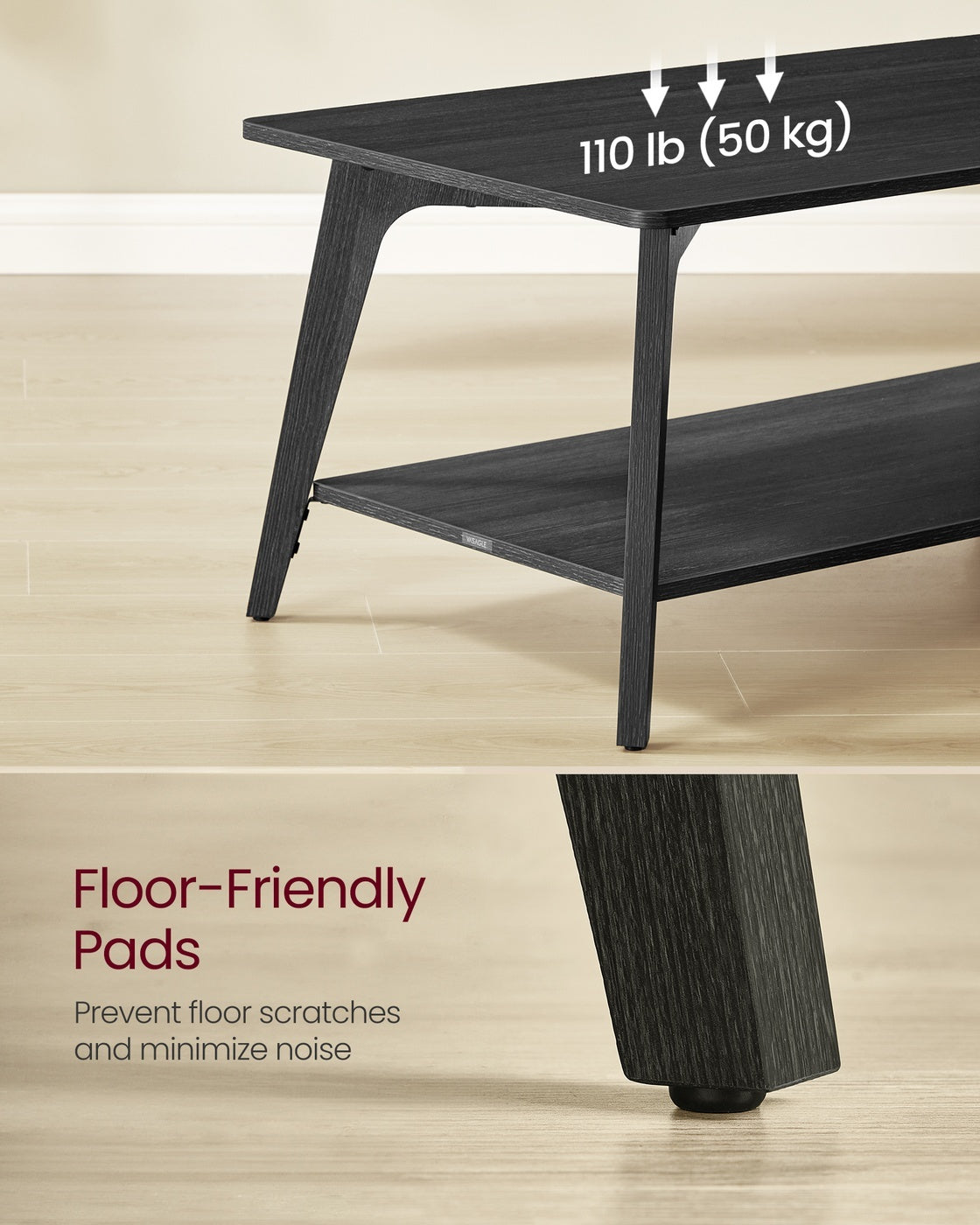 2 Tier Coffee Table With Storage Shelf And Rounded Corners, Living Room - product photo 16