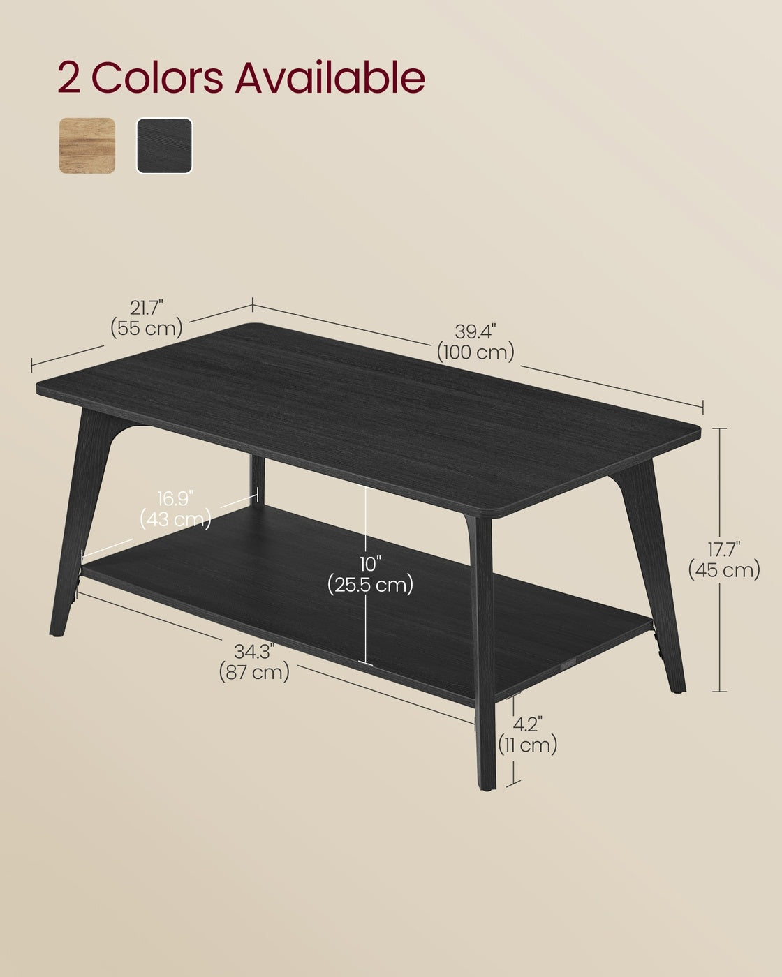 2 Tier Coffee Table With Storage Shelf And Rounded Corners, Living Room - product photo 18