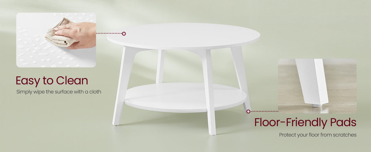 2 Tier Round Coffee Table With Open Storage Shelf, Living Room Table - product photo 34