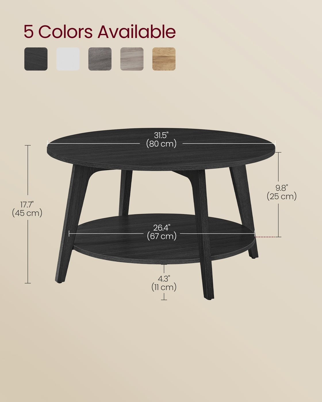 2 Tier Round Coffee Table With Open Storage Shelf, Living Room Table - product photo 39