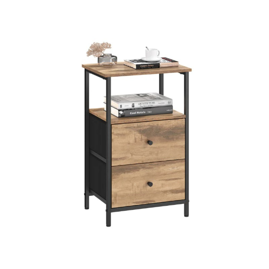 24-Inch Side Table with 2 Fabric Drawers and Storage Shelf – product view 1 | Ridgefield Furniture