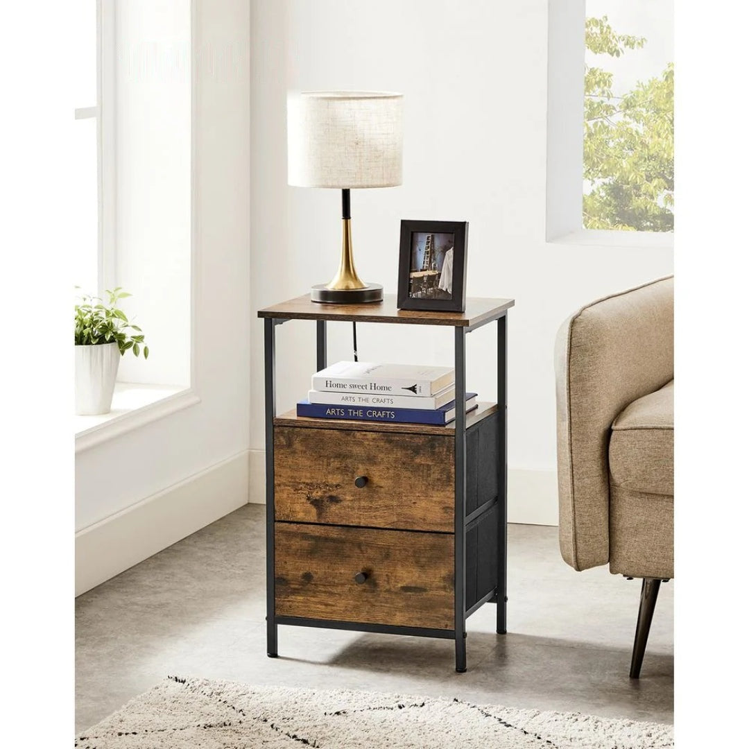 24-Inch Side Table with 2 Fabric Drawers and Storage Shelf – product view 6 | Ridgefield Furniture