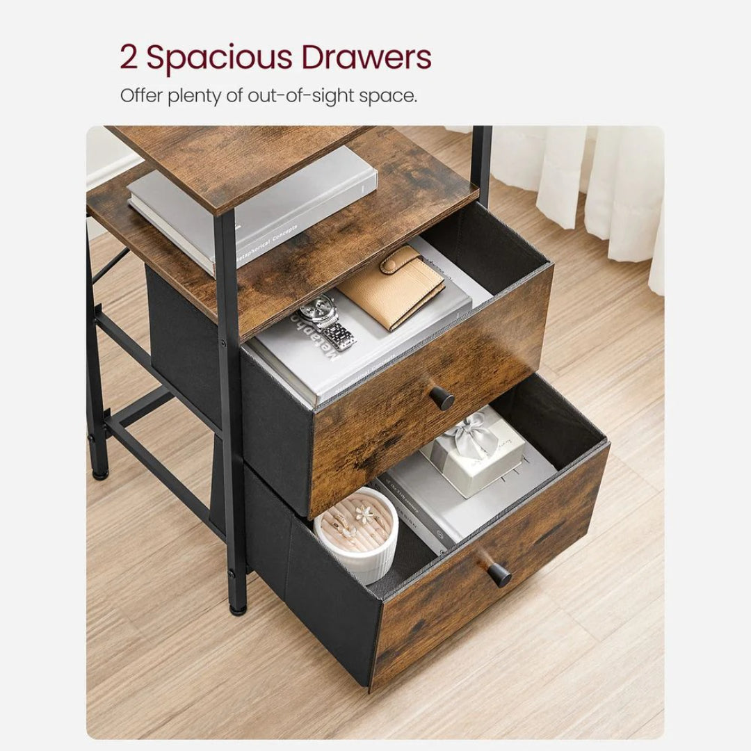 24-Inch Side Table with 2 Fabric Drawers and Storage Shelf – product view 8 | Ridgefield Furniture