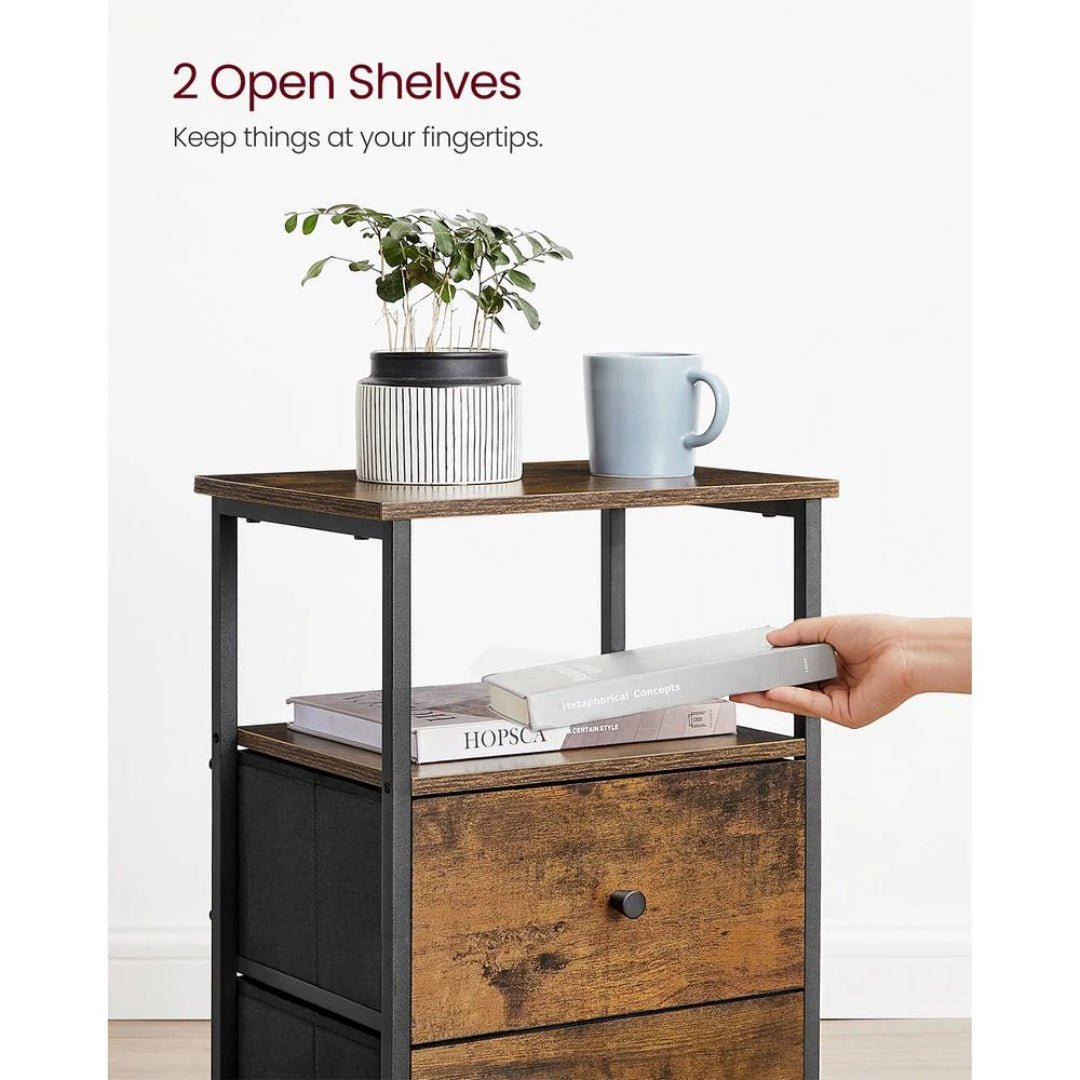24-Inch Side Table with 2 Fabric Drawers and Storage Shelf – product view 9 | Ridgefield Furniture