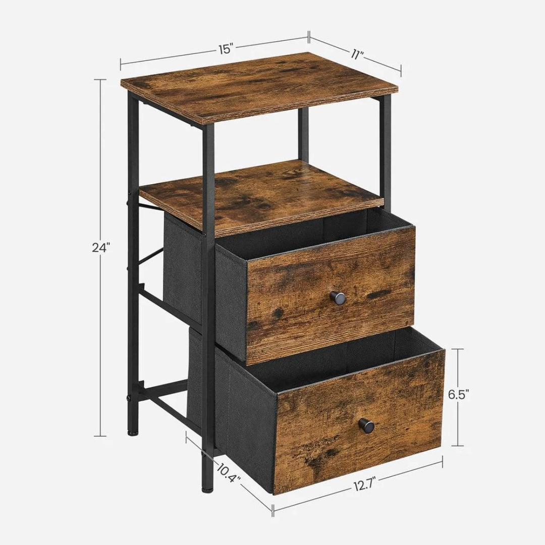 24-Inch Side Table with 2 Fabric Drawers and Storage Shelf – product view 10 | Ridgefield Furniture