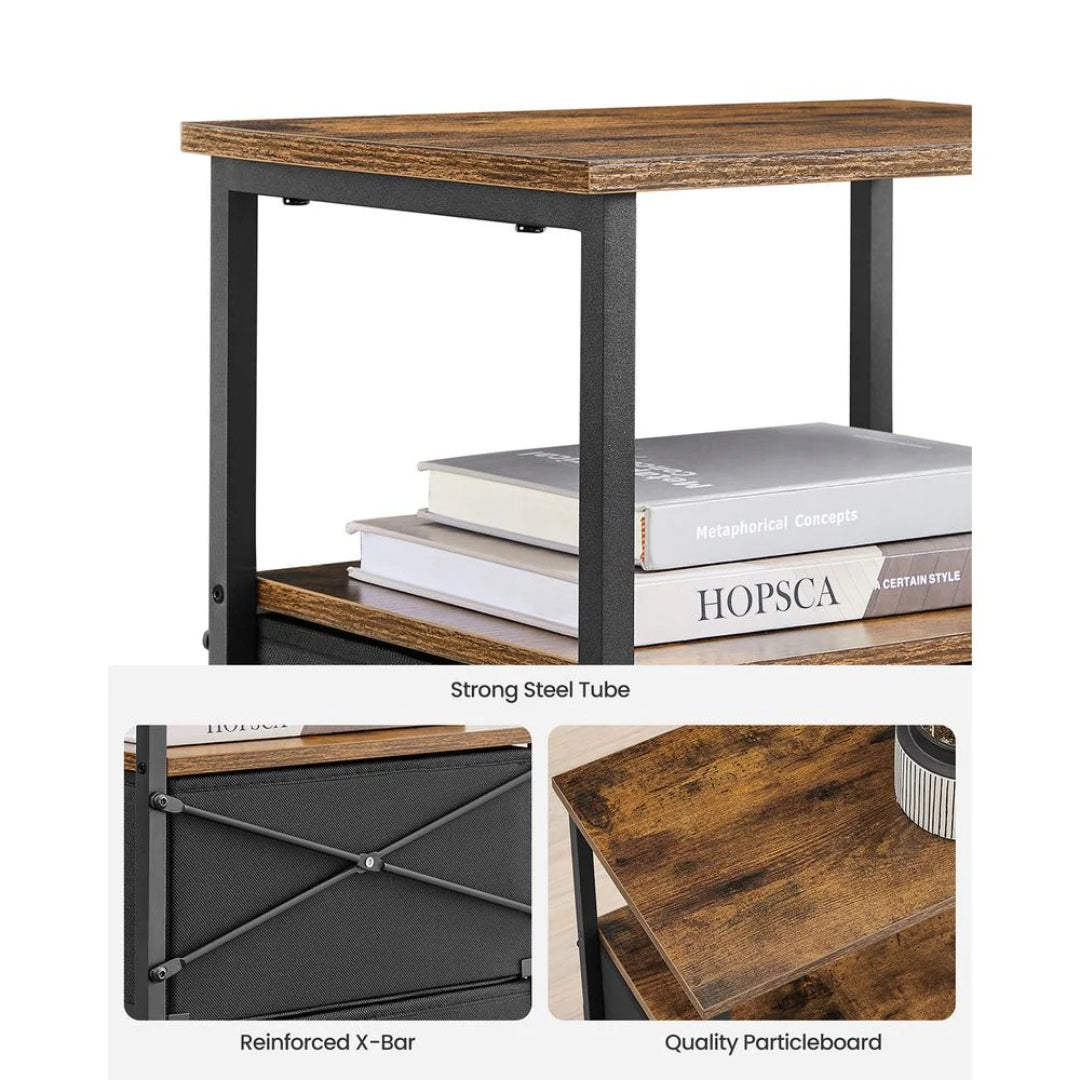 24-Inch Side Table with 2 Fabric Drawers and Storage Shelf – product view 11 | Ridgefield Furniture