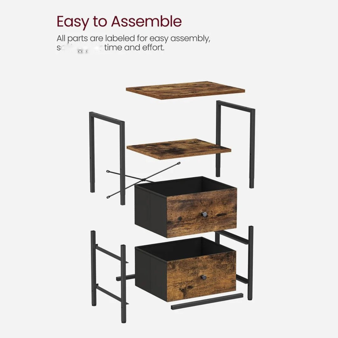 24-Inch Side Table with 2 Fabric Drawers and Storage Shelf – product view 13 | Ridgefield Furniture