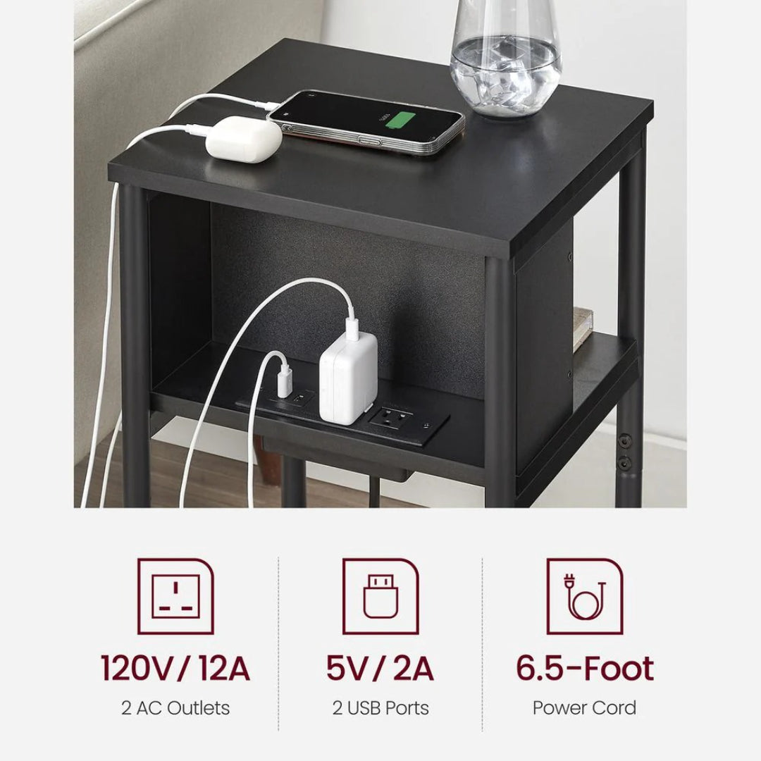 3 Tier End Table With USB Ports And Power Outlets – product view 9 | Ridgefield Furniture
