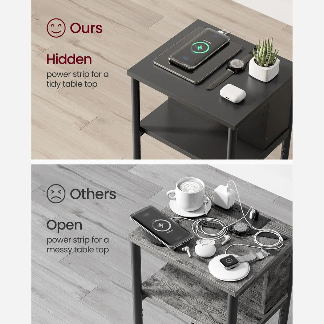 3 Tier End Table With USB Ports And Power Outlets – product view 10 | Ridgefield Furniture
