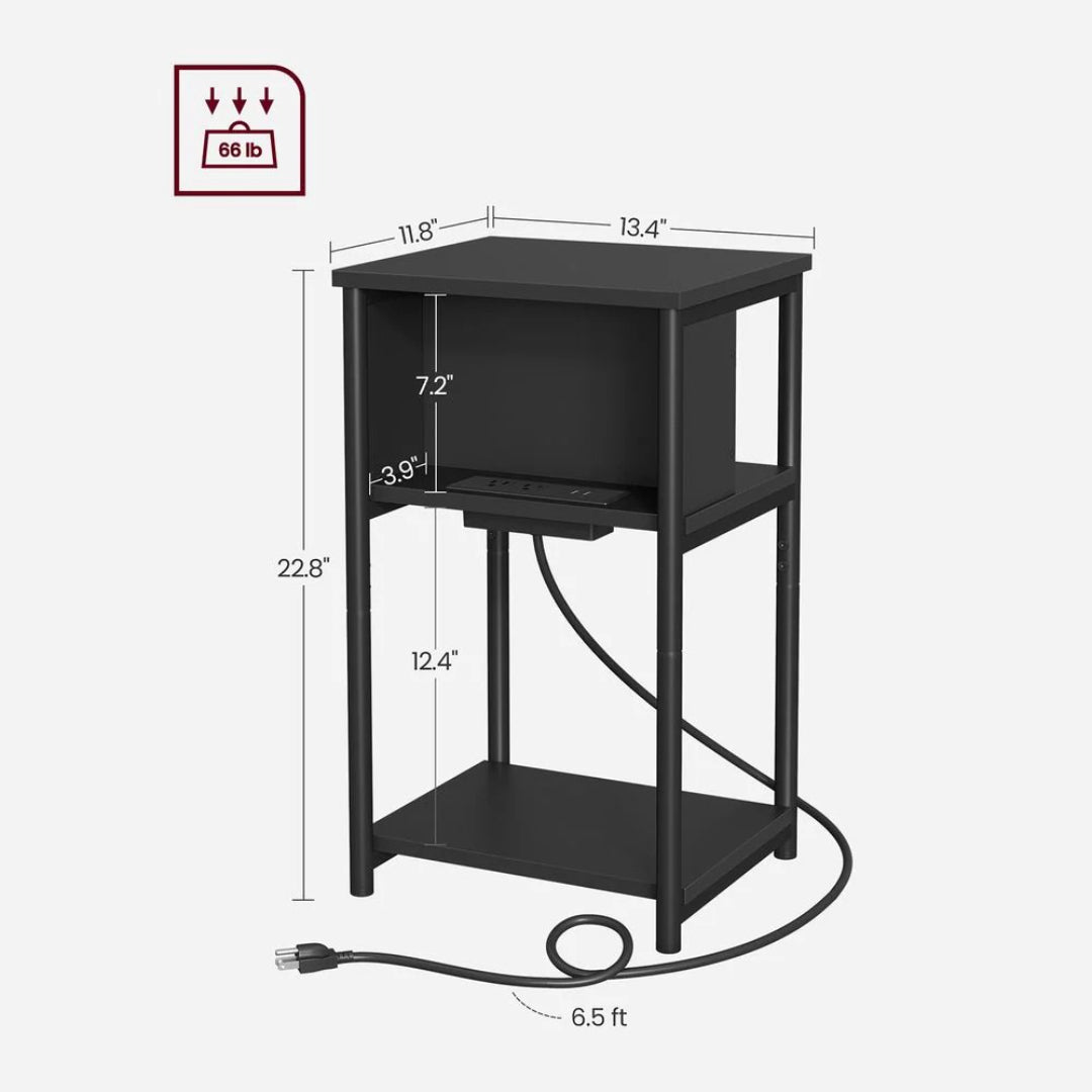 3 Tier End Table With USB Ports And Power Outlets – product view 11 | Ridgefield Furniture