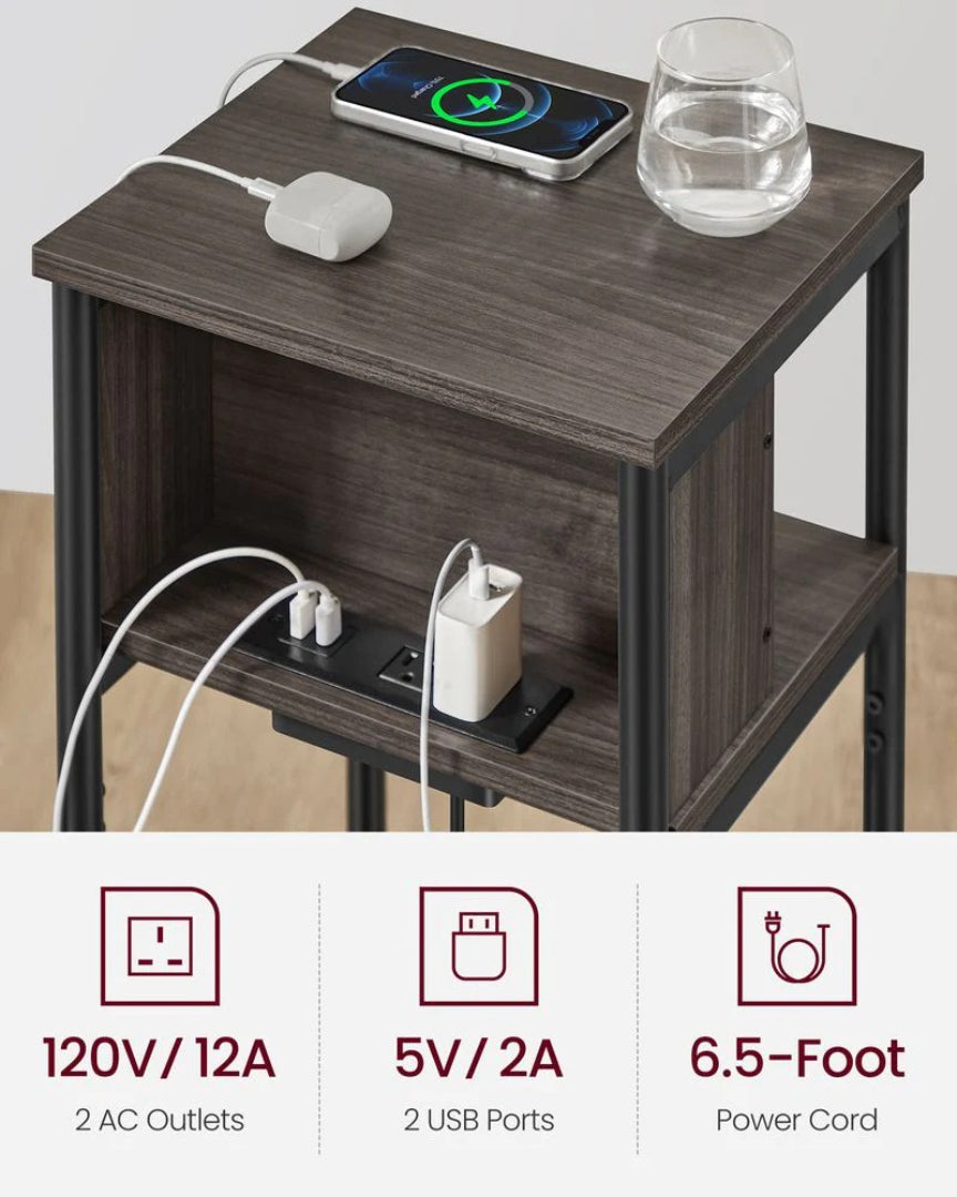 3 Tier End Table With USB Ports And Power Outlets – product view 18 | Ridgefield Furniture