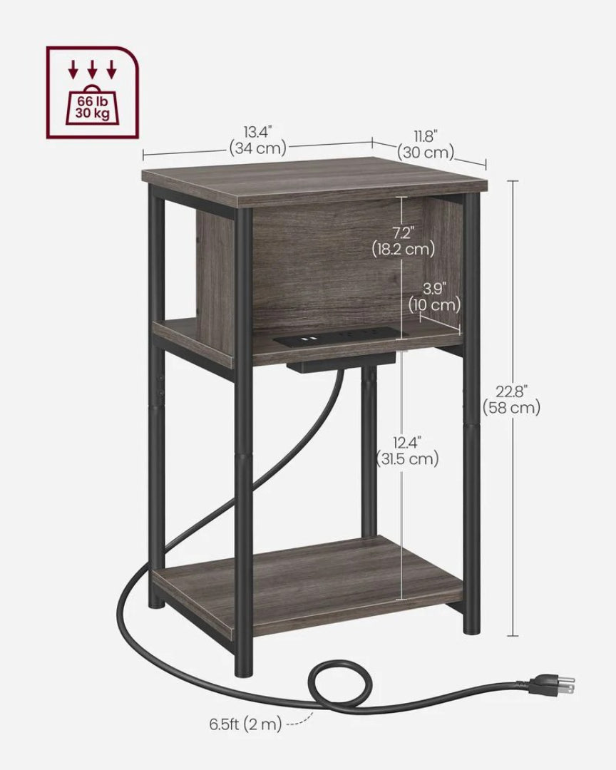 3 Tier End Table With USB Ports And Power Outlets – product view 20 | Ridgefield Furniture