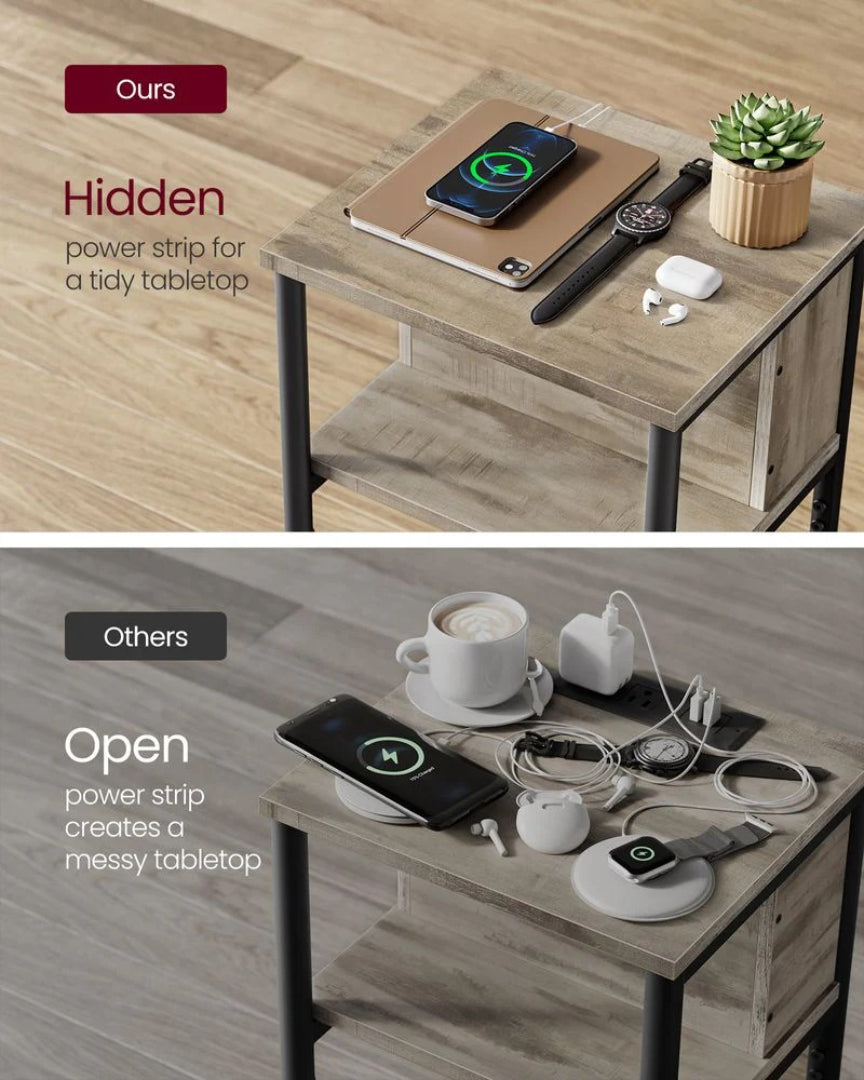 3 Tier End Table With USB Ports And Power Outlets – product view 22 | Ridgefield Furniture