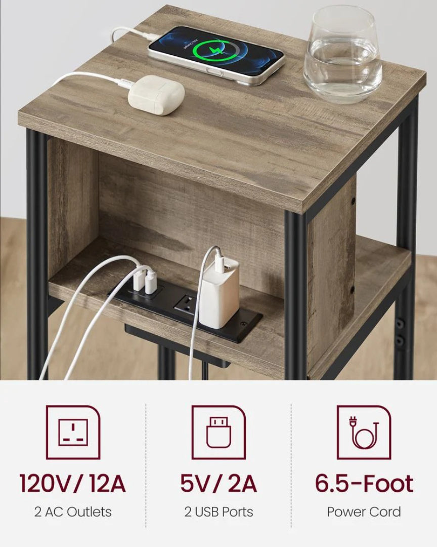 3 Tier End Table With USB Ports And Power Outlets – product view 23 | Ridgefield Furniture