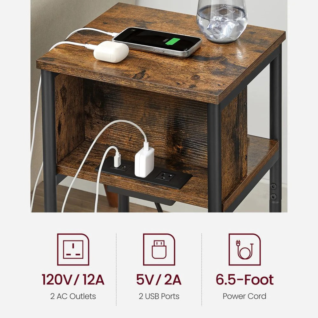 3 Tier End Table With USB Ports And Power Outlets – product view 26 | Ridgefield Furniture