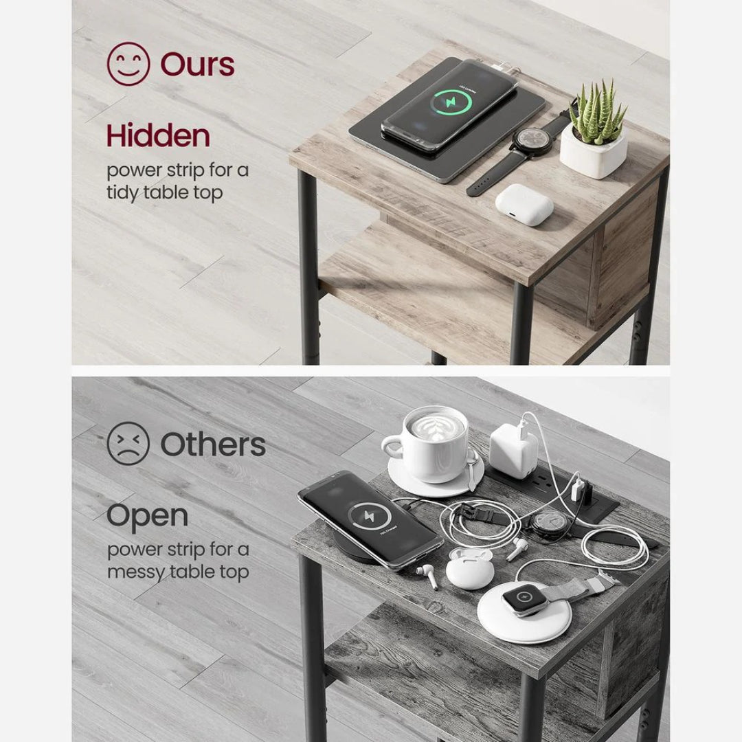 3 Tier End Table With USB Ports And Power Outlets – product view 35 | Ridgefield Furniture