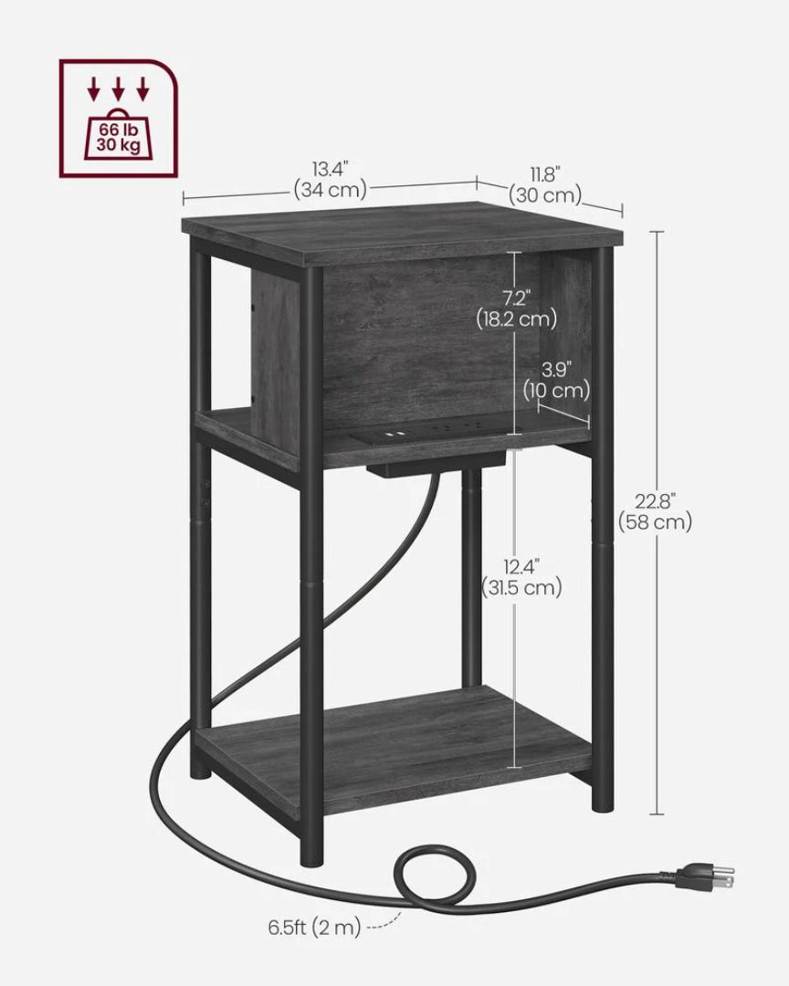 3 Tier End Table With USB Ports And Power Outlets – product view 42 | Ridgefield Furniture