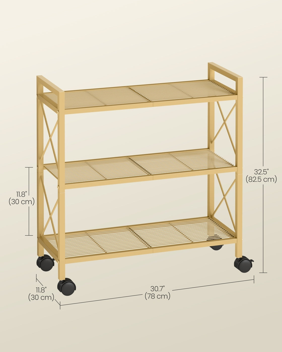3 Tier Metal Storage Rack With Wheels For Kitchen Or Bathroom - product photo 05