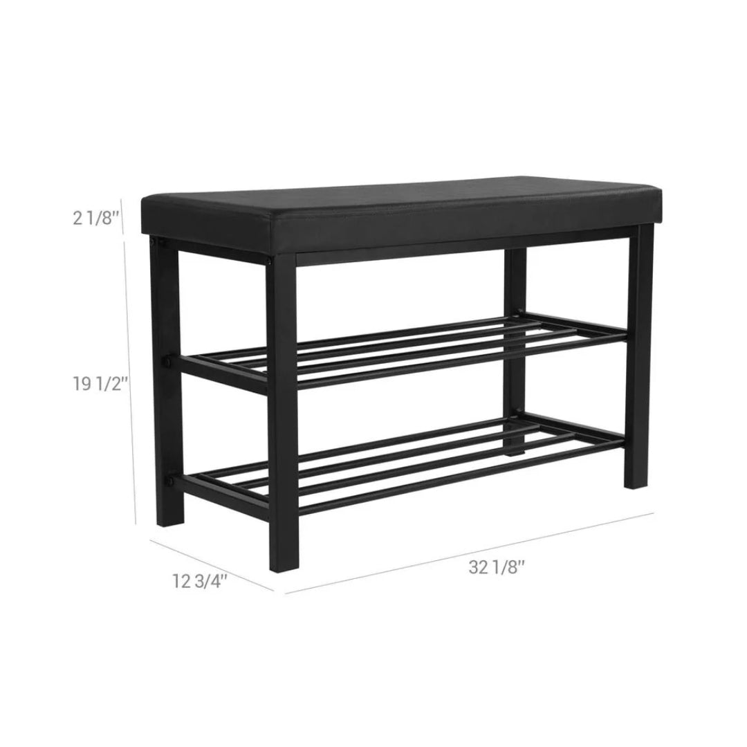 3 Tier Shoe Bench With Cushion & Storage Shelves Entryway Unit – product view 8 | Ridgefield Furniture