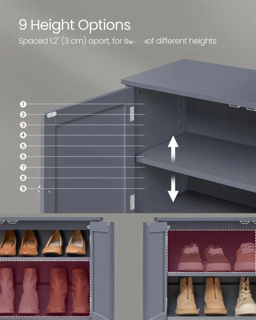 3-Tier Shoe Storage Cabinet with Adjustable Shelf – product view 5 | Ridgefield Furniture