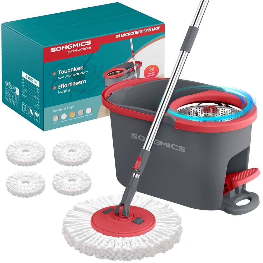 360° Spin Mop & Bucket Set With Foot Pedal Wringer And Reusable Microfiber Pads - product photo 01