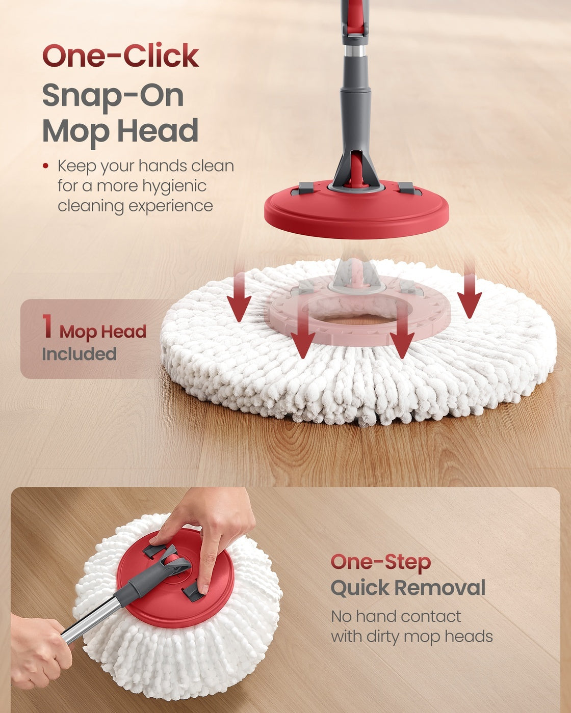 360° Spin Mop & Bucket Set With Foot Pedal Wringer And Reusable Microfiber Pads - product photo 04