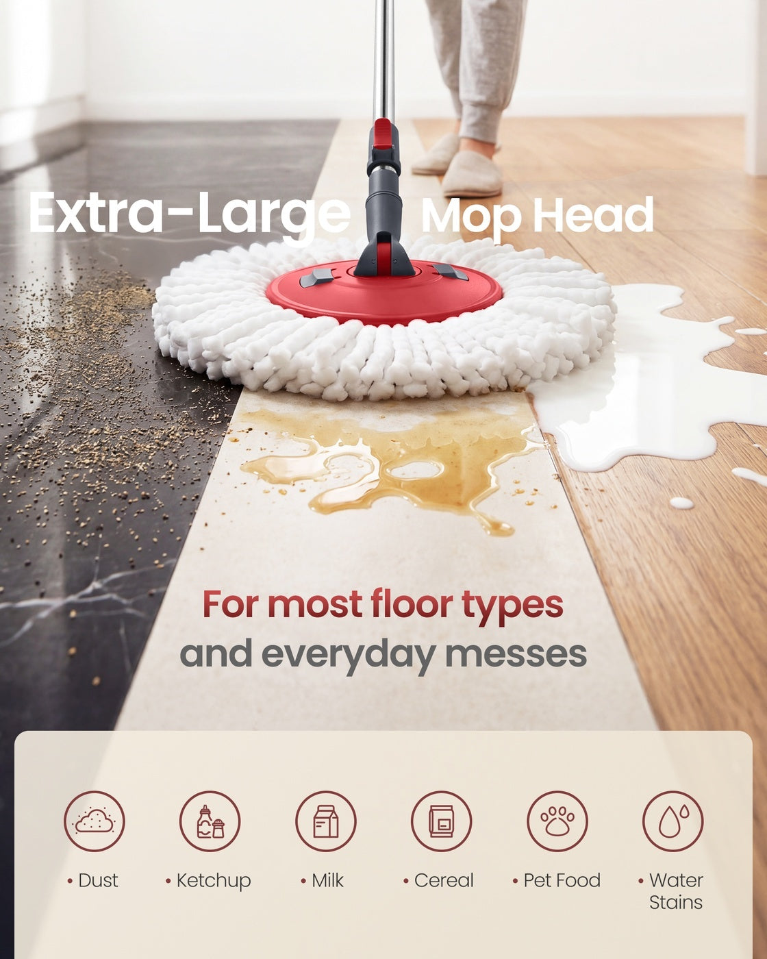 360° Spin Mop & Bucket Set With Foot Pedal Wringer And Reusable Microfiber Pads - product photo 07