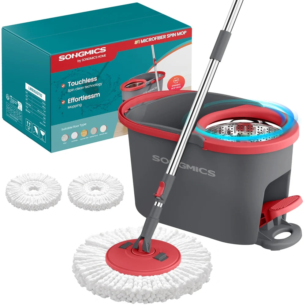 360° Spin Mop & Bucket Set With Foot Pedal Wringer And Reusable Microfiber Pads - ULMB002GT02