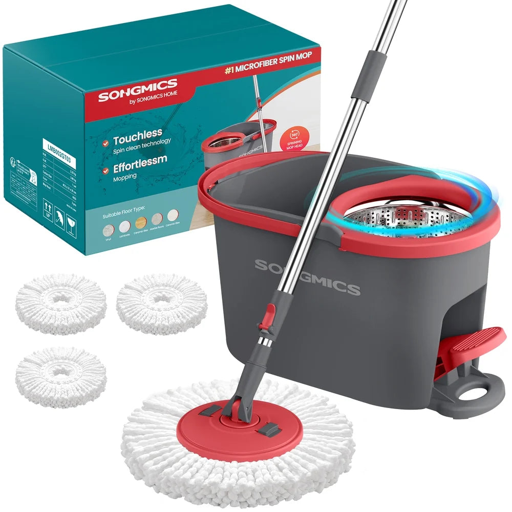 360° Spin Mop & Bucket Set With Foot Pedal Wringer And Reusable Microfiber Pads - ULMB002GT03